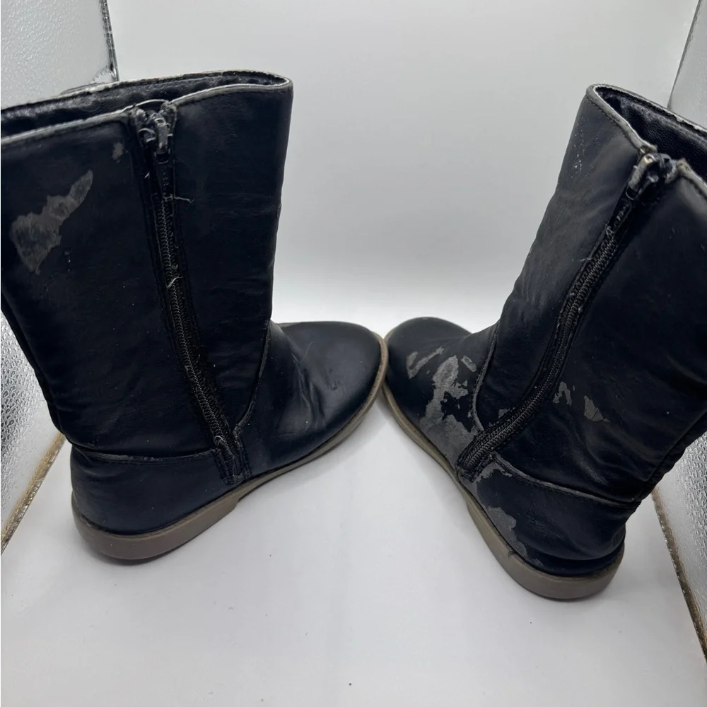 Toddler Girl Size 10 Pleather Black Boots